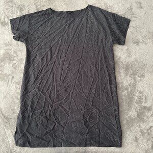 Eileen Fisher Shift Dress XL Tencel Lyocell Viscose Short Sleeve Gray